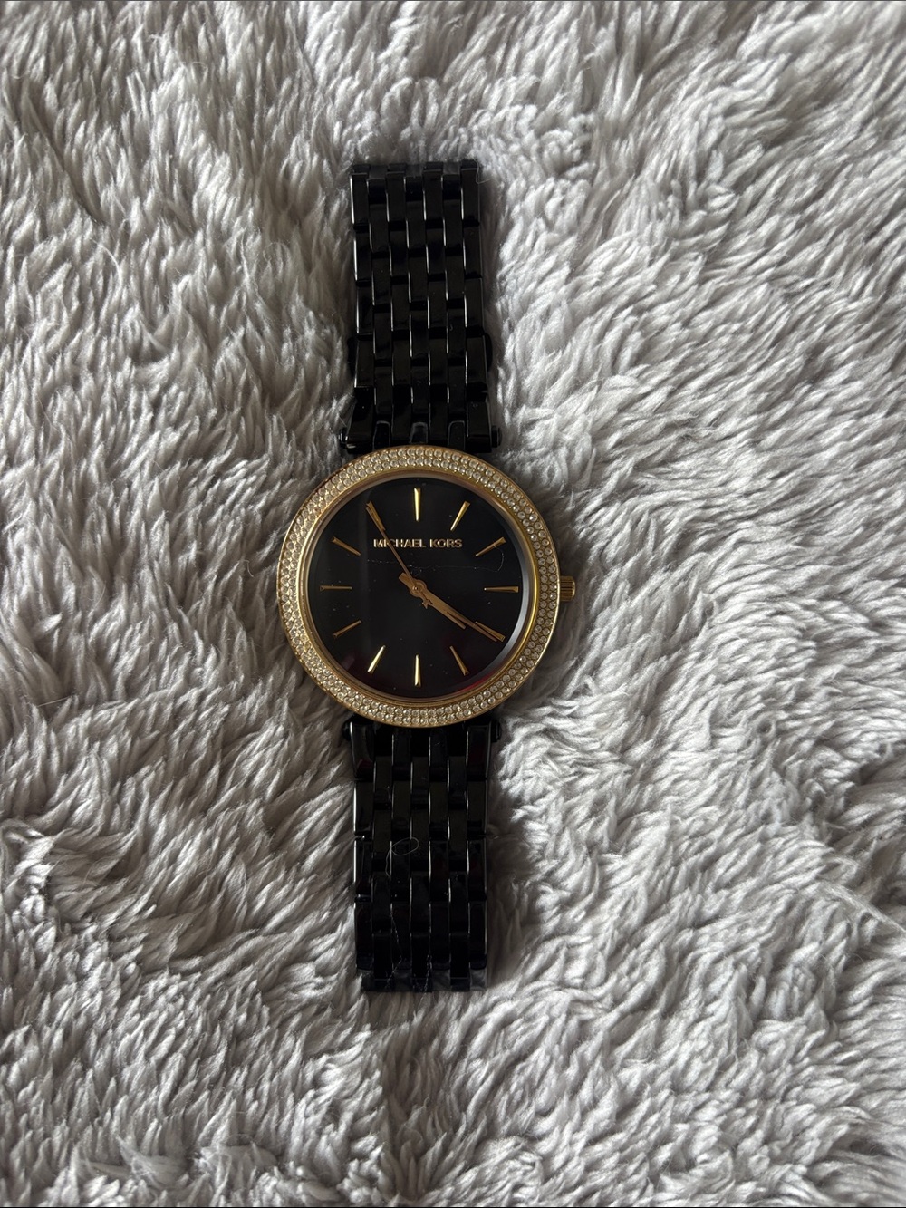 Michael Kors Black Dial Watch with Gold-Tone Bezel